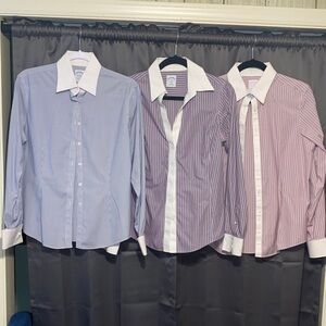 3 Women’s Brooks Brothers White Cuff & Collar Dress Shirts Medium